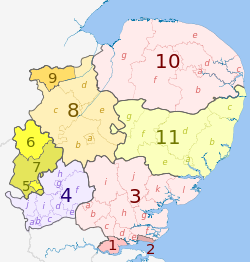 Map of East of England region