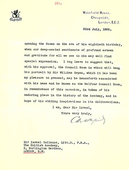 Charles Wakefield letter 1928, page 2 (BAR 21)
