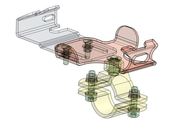 Computer-aided design (CAD) was used to create the mobile bike mount before 3D printing. 4Delta ©