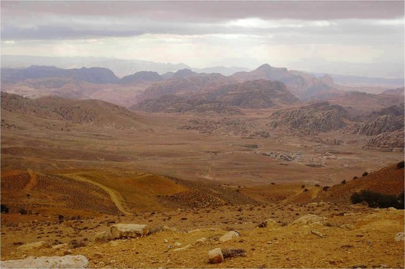 Petra seen from the top of the Shara Mountains 