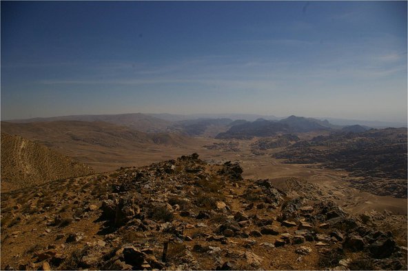 Petra seen from the top of the Shara Mountains (from North)