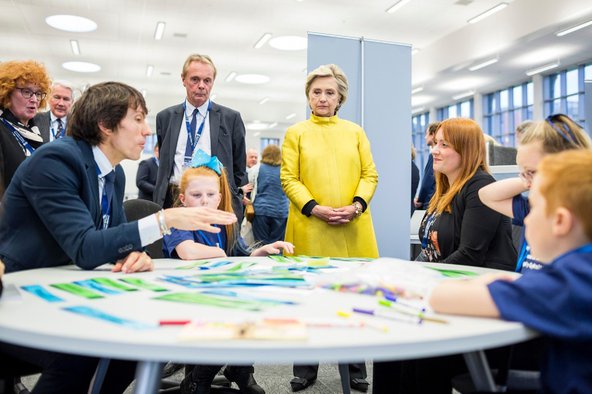 Hillary Clinton visits Out of the Shadows project (credit: University of Swansea)