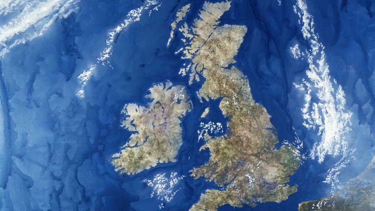 photograph of a satellite view of the UK