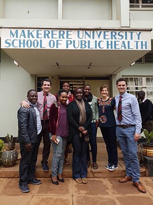 The UCL/ Makerere School of Public Health project team outside MUSPH, Kampala Uganda.